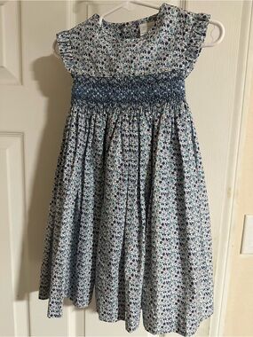Edgehill Collection Blue Floral Smocked Dress